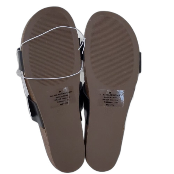 NEW Women's Universal Thread Black Faux Leather Slip On Sandals Size 11 - Picture 6 of 8